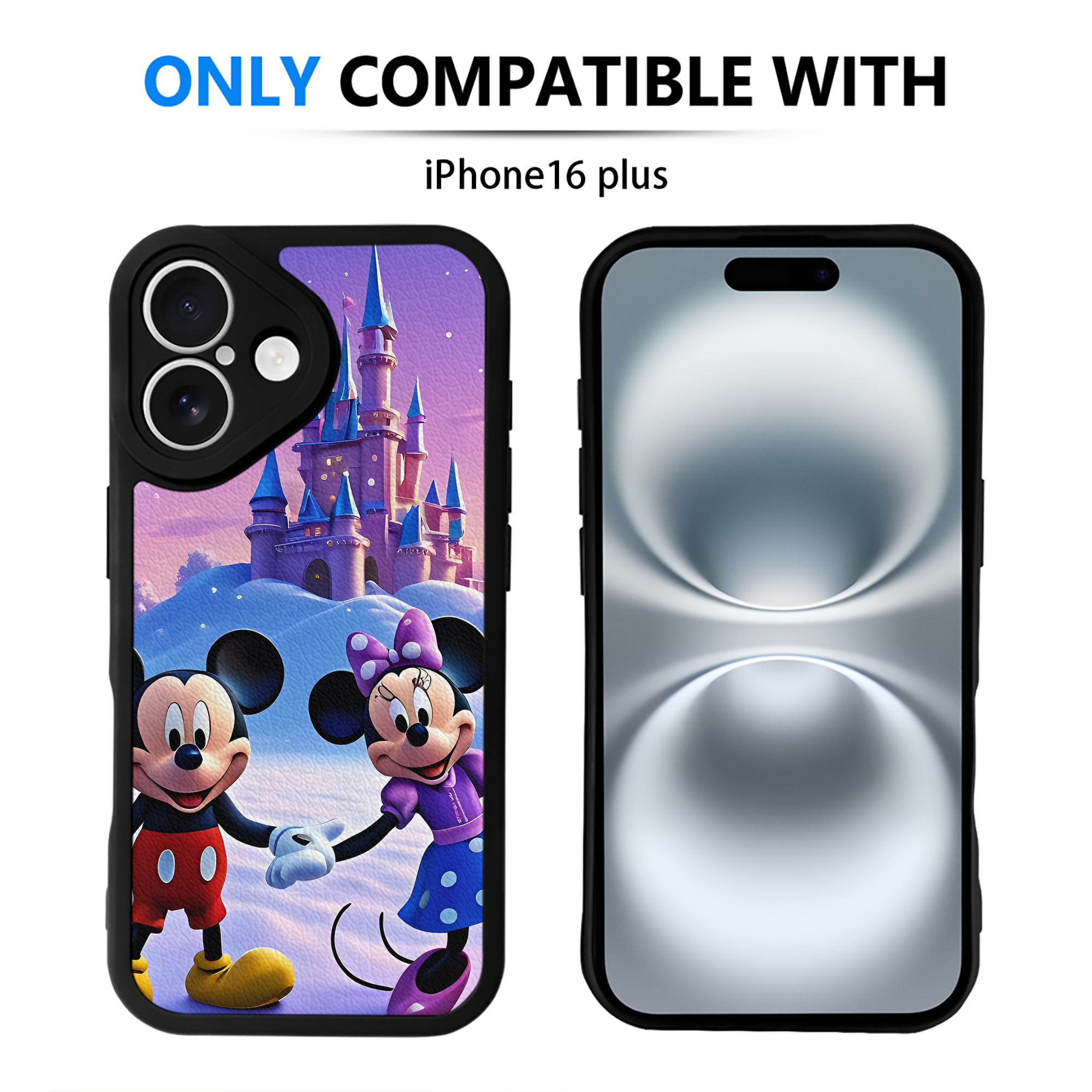 （画像用） ミッキーマウス Mickey Mouse 【iPhone 16シリーズ対応】シリコンスマホケース（レザー調） 材質：シリコン
